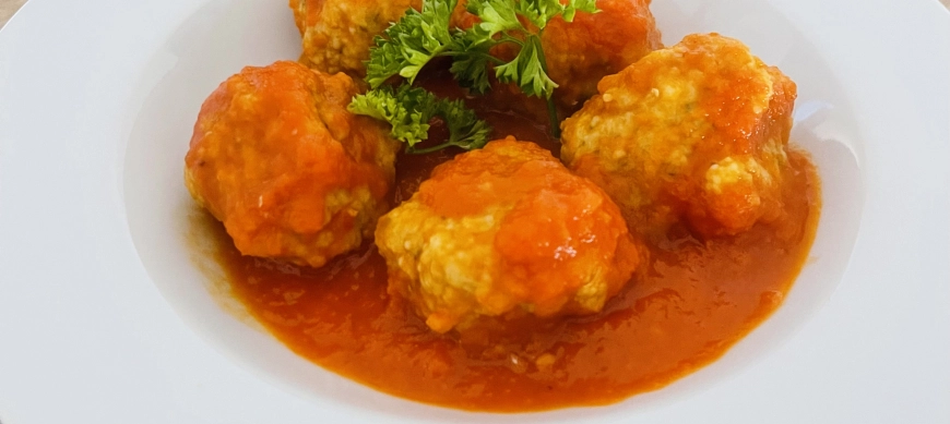 Albóndigas de Pescado y Gambas con salsa de Tomate con THERMOMIX