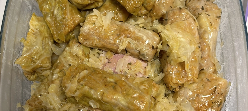 Rollitos de repollo con carne picada en la Thermomix